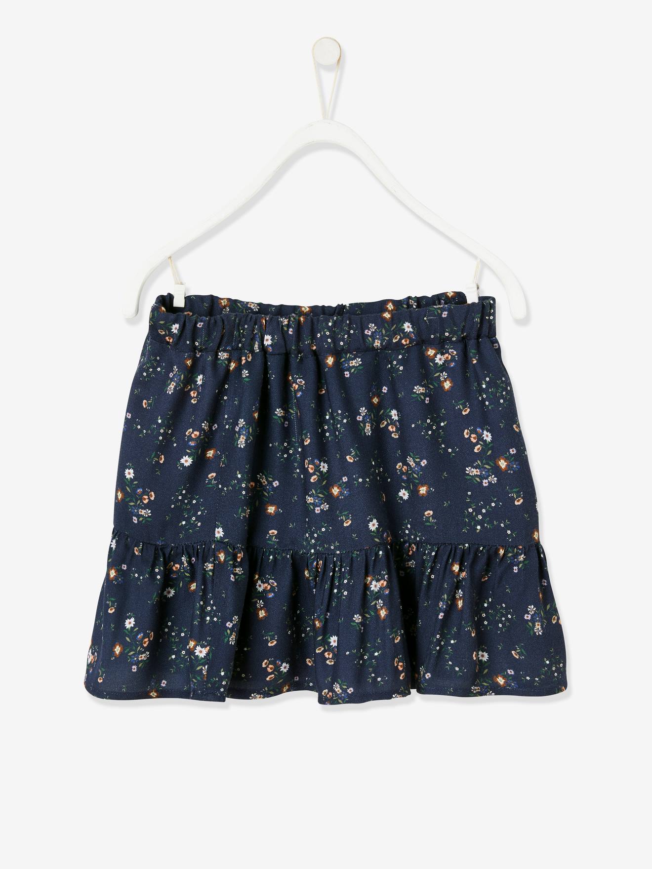 Saia estampada azul-escura para meninas