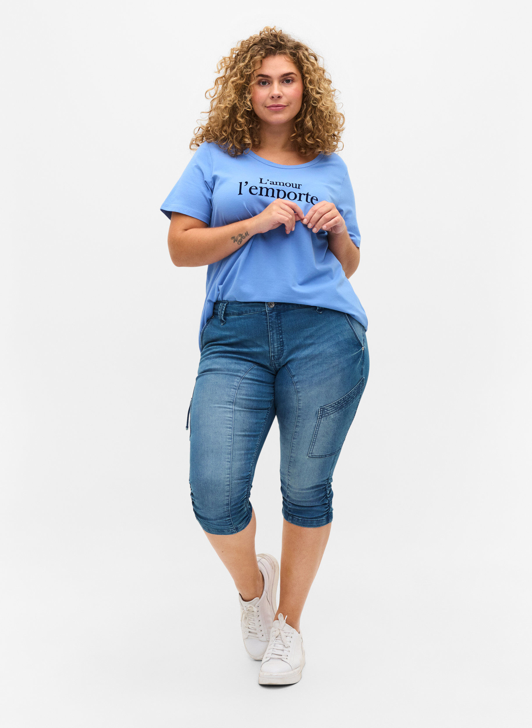 Slim fit capri jeans med lommer