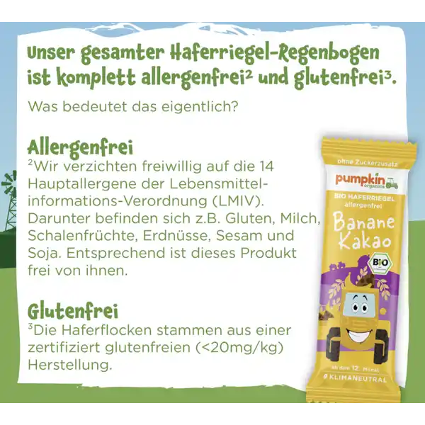 Bio Haferriegel mit Banane & Kakao