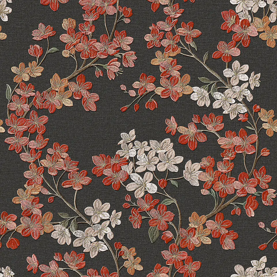 Dutch Wallcoverings - Grace Cherry blossom black/red - GR322207