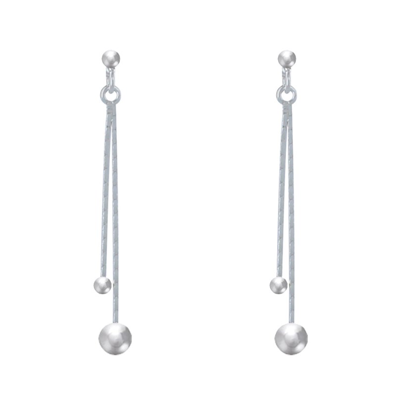 Boucles d'Oreilles Argent 2 Chainettes et 2 Perles