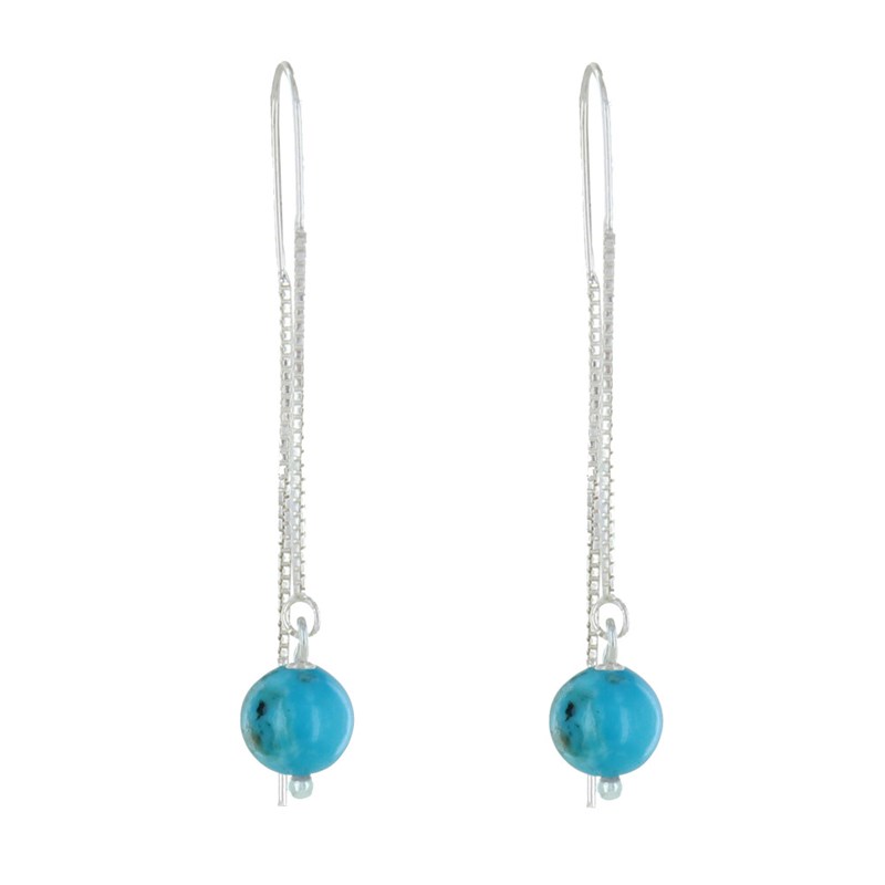 Boucles d'Oreilles Chainette Argent et Perles de Turquoise