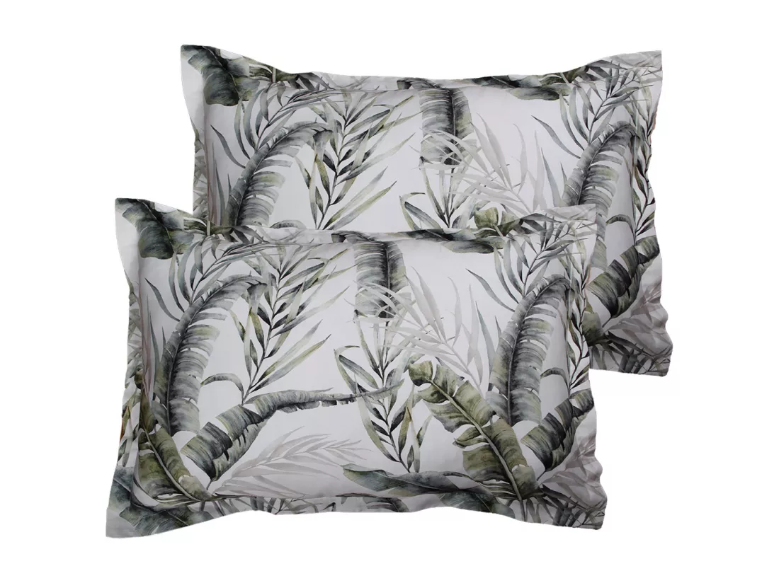 Lot de 2 Taies d'oreiller satin de coton imprimé Palmariva