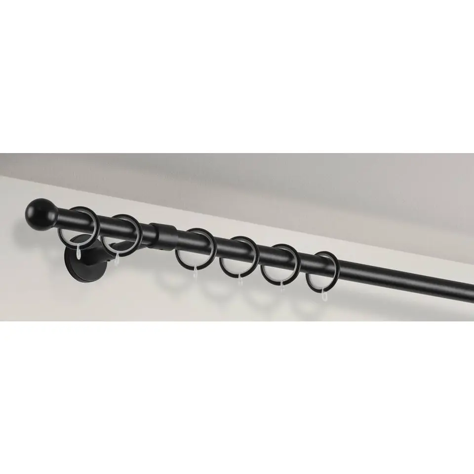 Gordijnroede 120cm zwart metaal - Ø20mm (1209057)