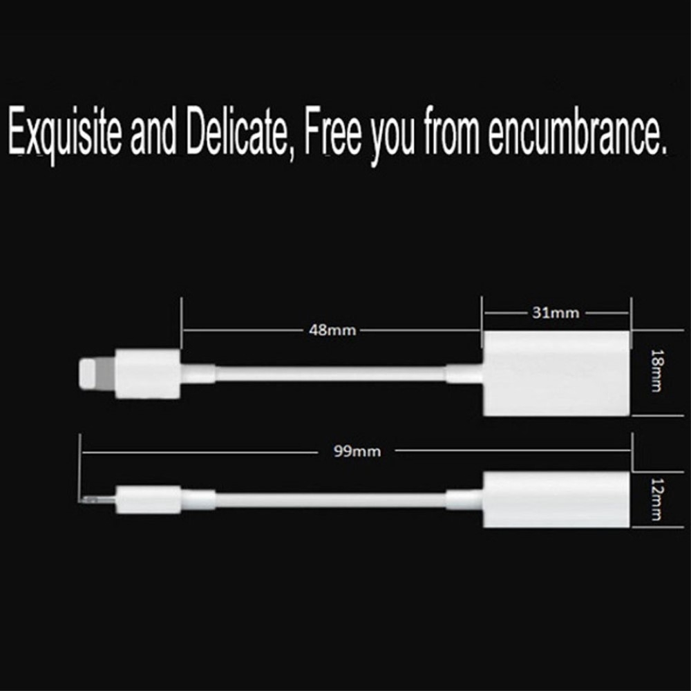 (5.5cm) Dual Lightning Audio und Lade Adapter Splitter - Weiss