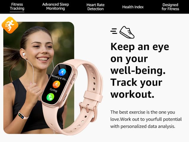 Smartwatch med Bluetooth-opkald og sundhedsovervågning Lyserød