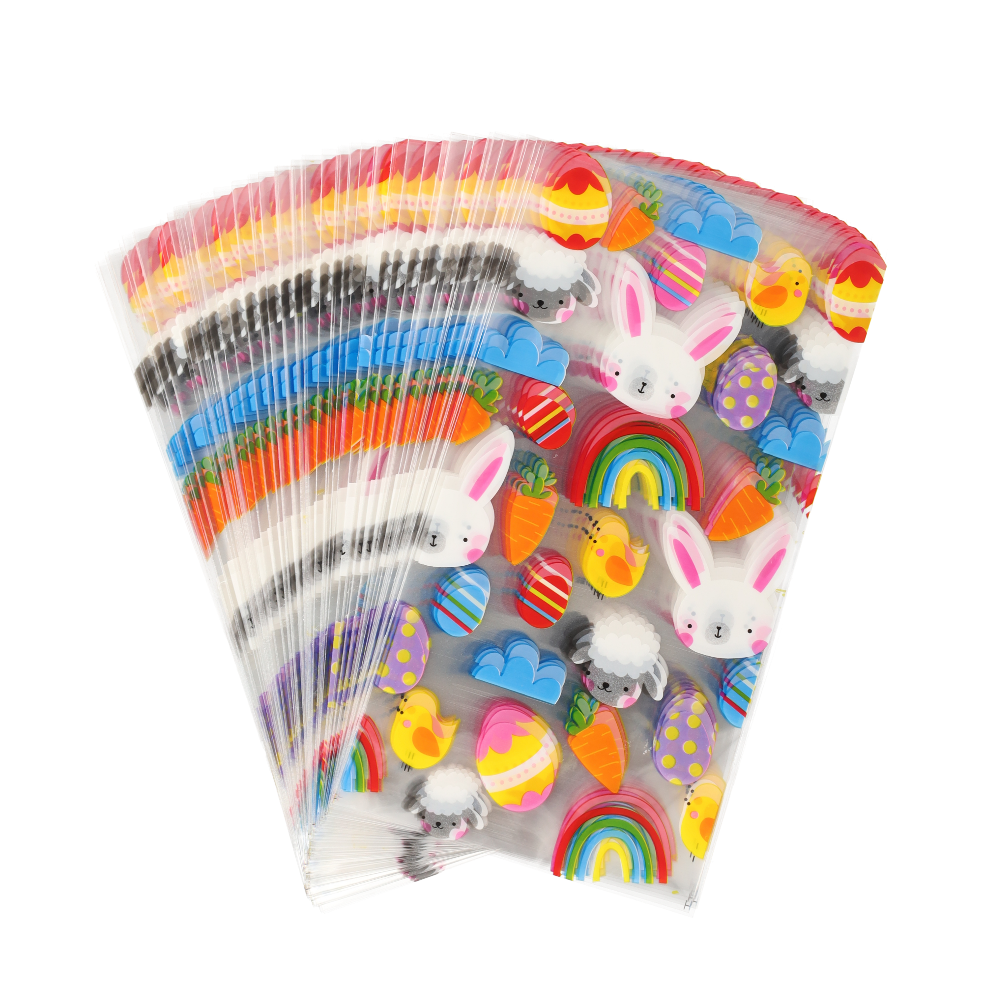 (100er Set) Ostern Cellophan Candy Gift Osternest Beutel - Transparent / Bunt