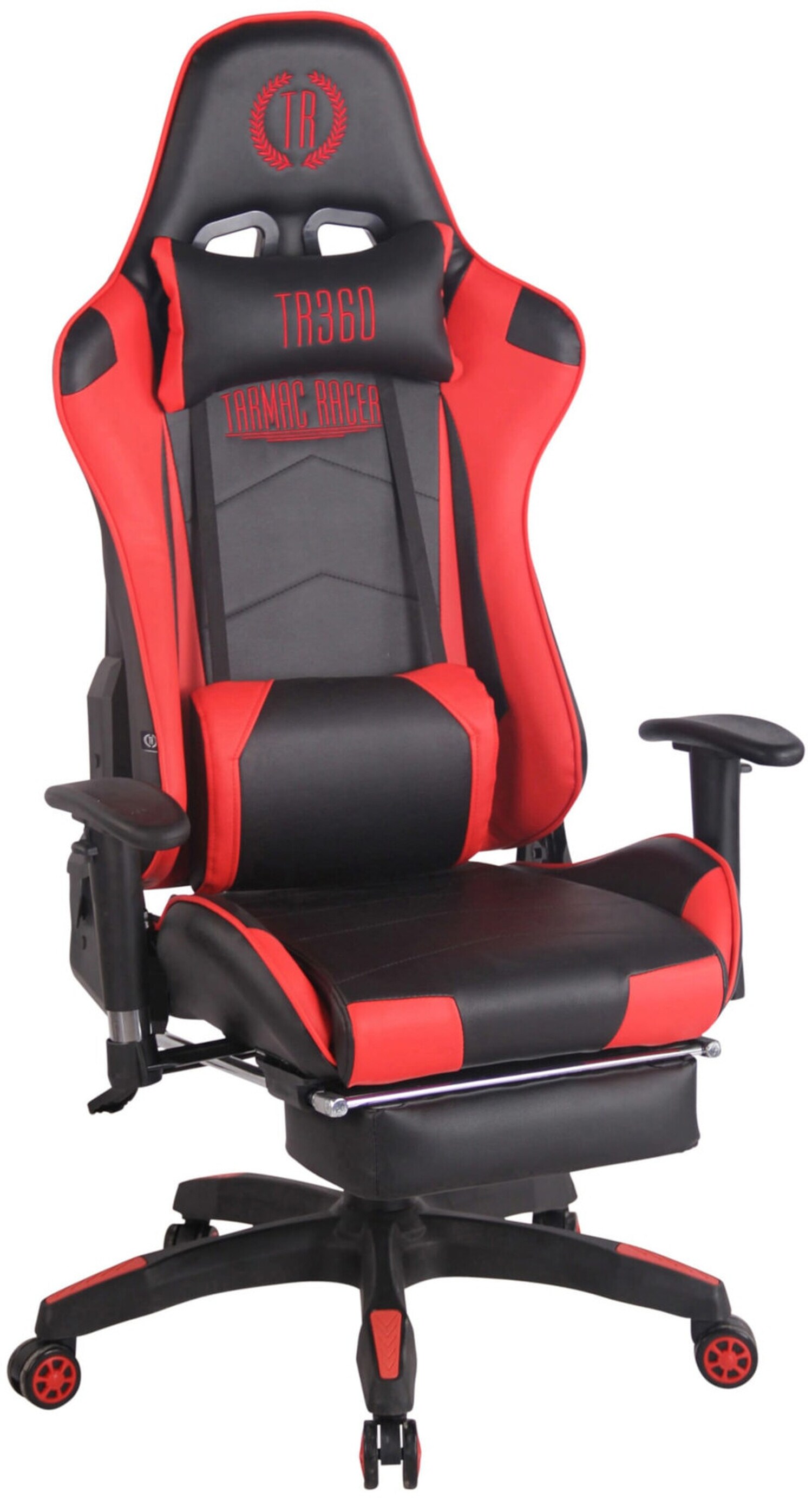 TPFLiving Racing Bürostuhl Turbine mit Fußablage Schwarz/Blau