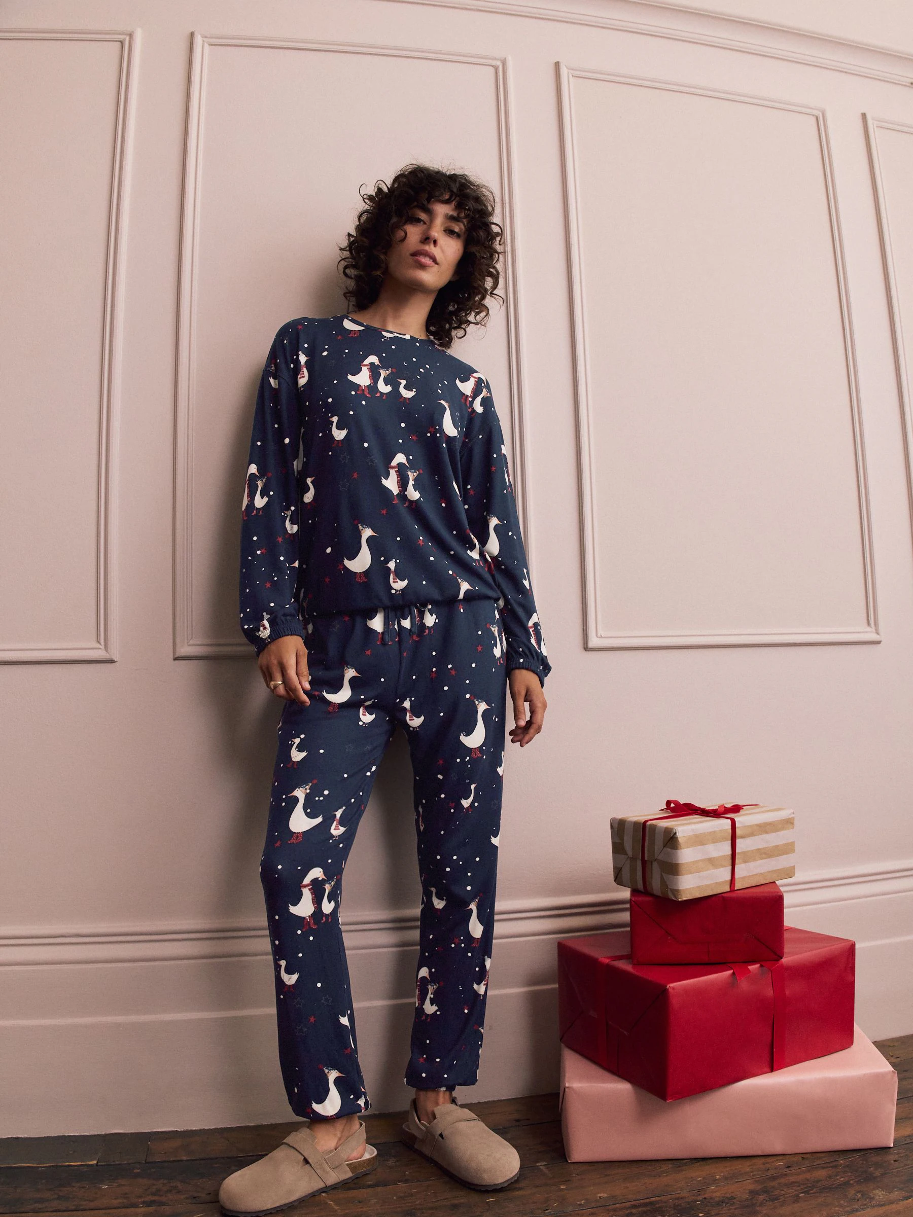 Marineblauwe eend - Behaaglijke pyjama met lange mouwen