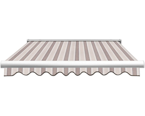 SOLUNA Semi-Cassette Luifel Classic 2.5x1.5 Stoffen Design 8935 Frame E6EV1 Zilver Geanodiseerd Aandrijving Rechts Inclusief Slinger