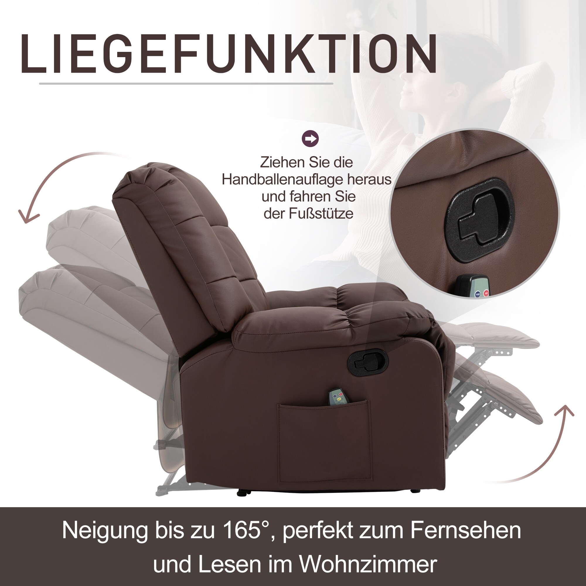 HOMCOM Massagesessel mit Liegefunktion und Fernbedienung 94B x 99T x 99H cm