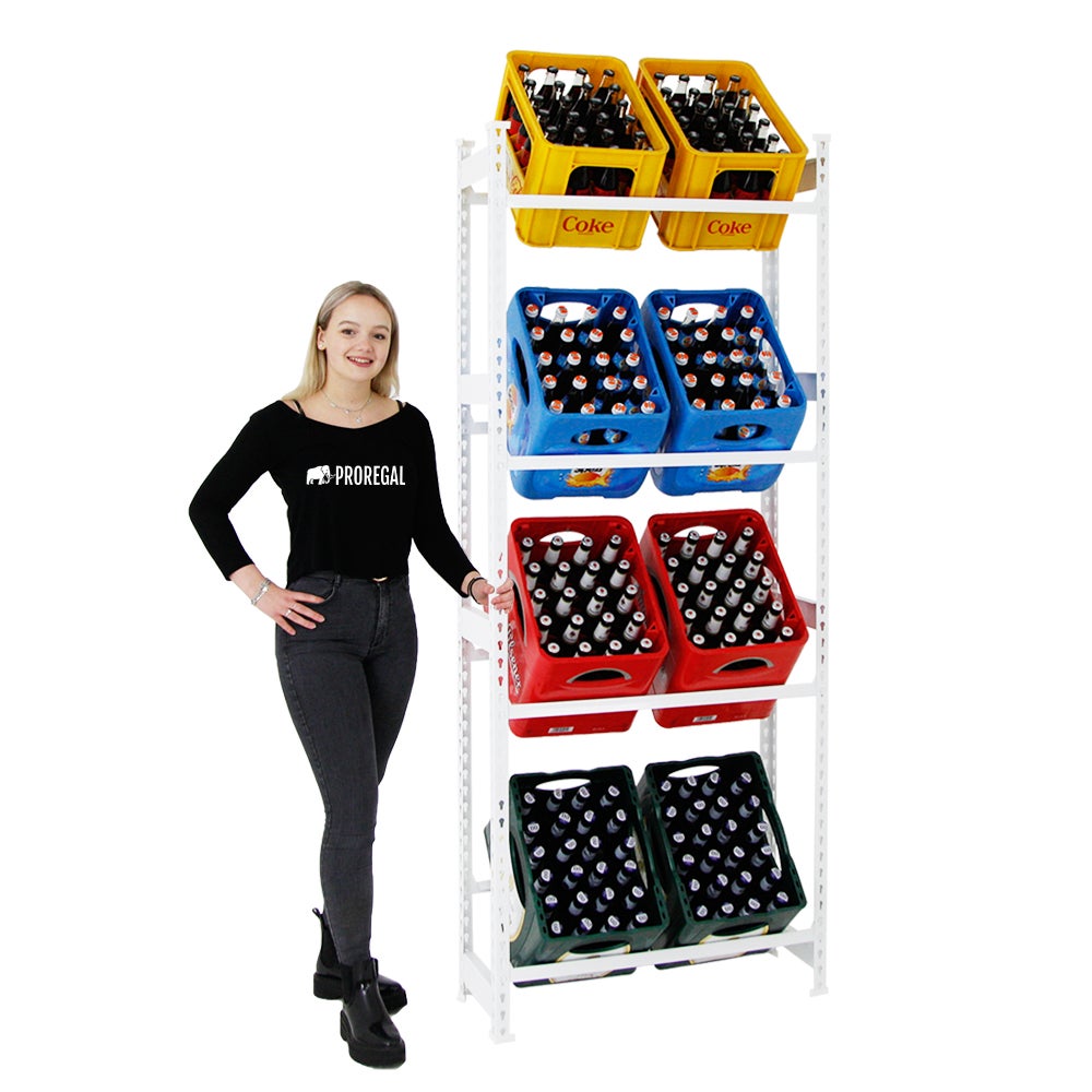 PROREGAL Drankkratplank, Hoog Big Camel, HxBxD 200 x 80 x 30 cm, Wit