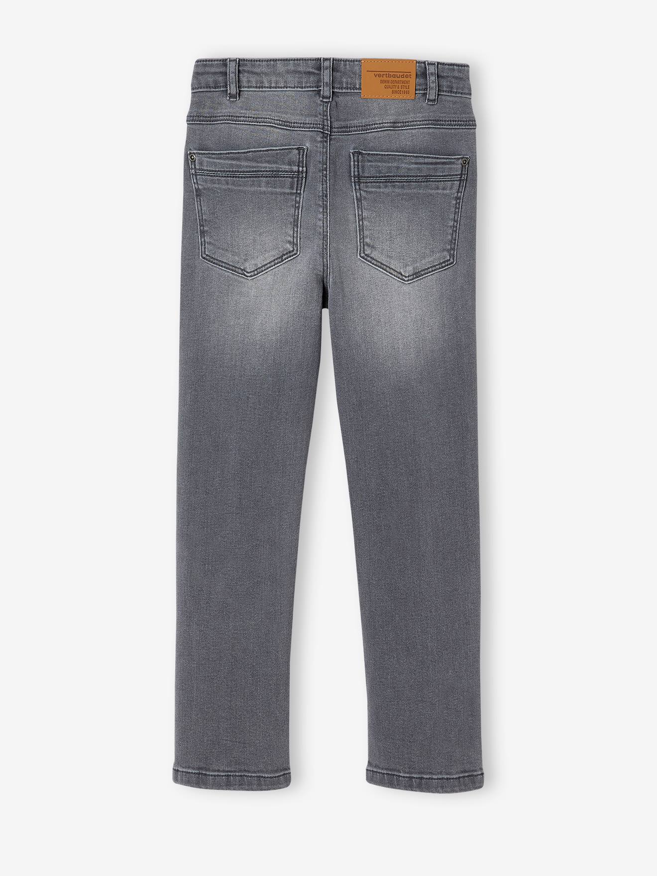 Calça jeans folgada e de cintura baixa para meninos, em denim cinza.