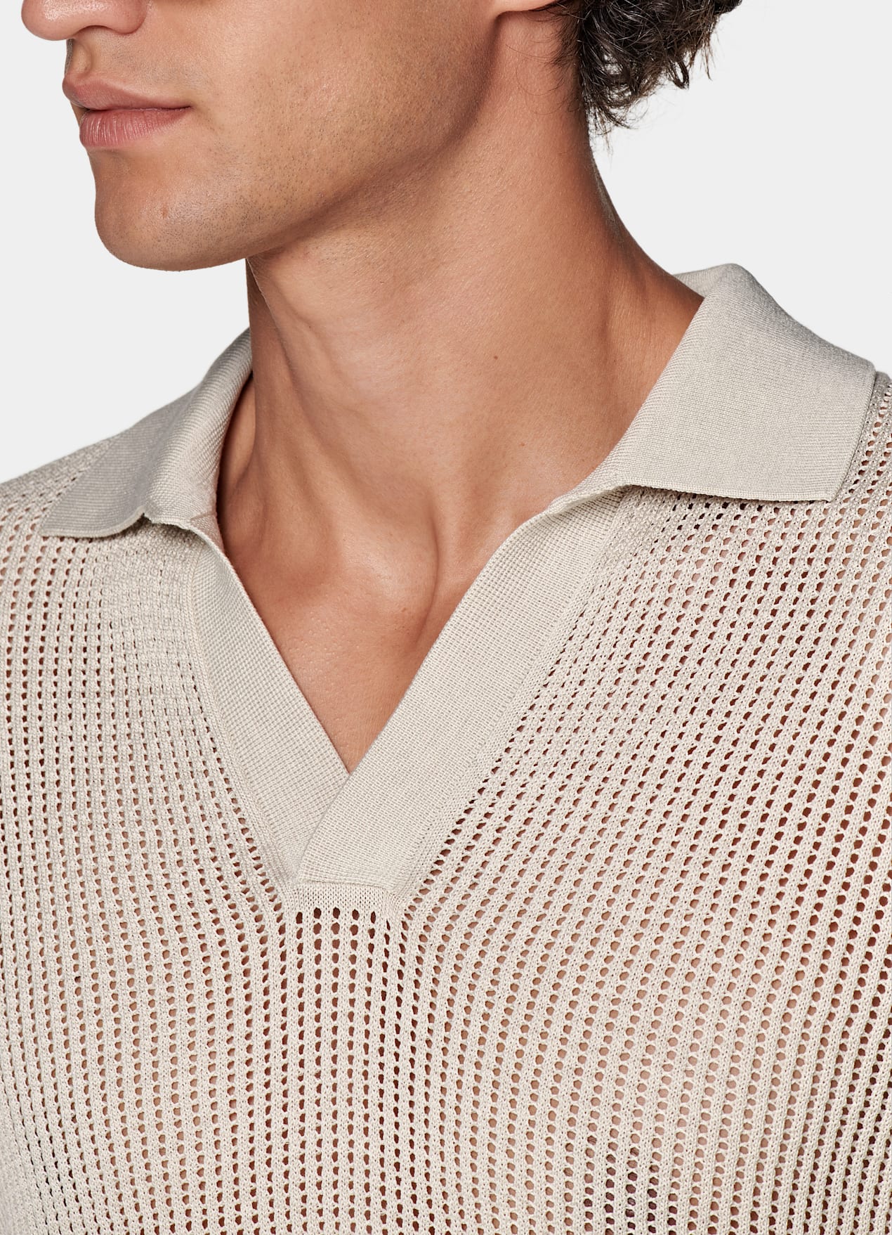 Polo crochet sans boutons sable