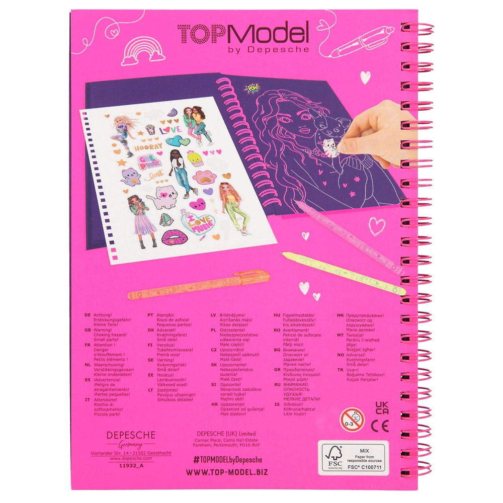 TOPModel Neon-Zeichenbuch mit Neon-Stiftset