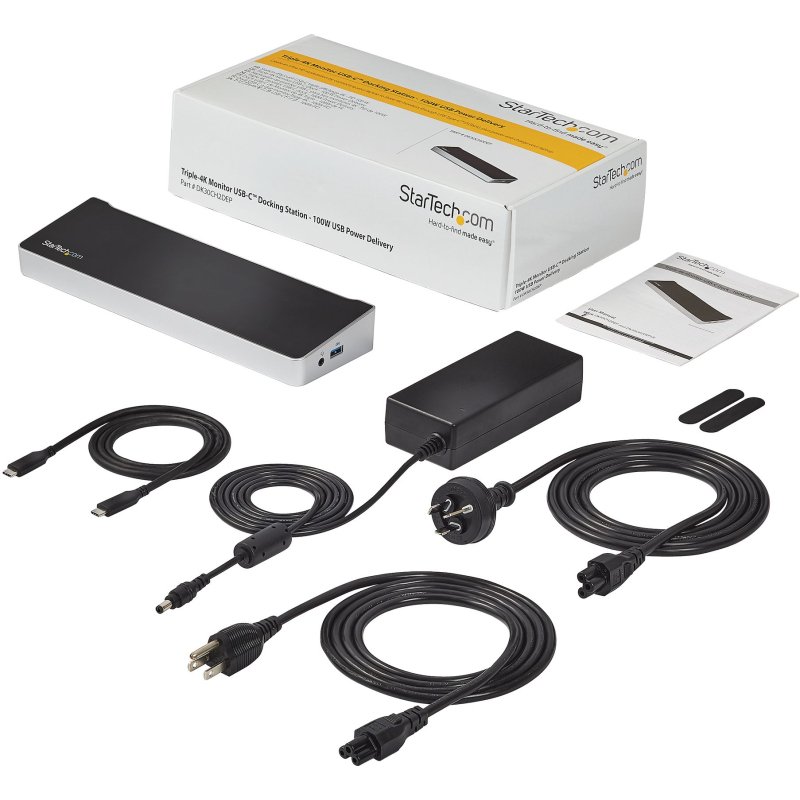 StarTech.com Station d'Accueil USB-C 4K, Station d'Accueil pour Moniteur Triple UHD 4K, Mac & Windows, USB C vers HDMI & DisplayPort, 100W Power Delivery, Hub 5x USB 5Gbps