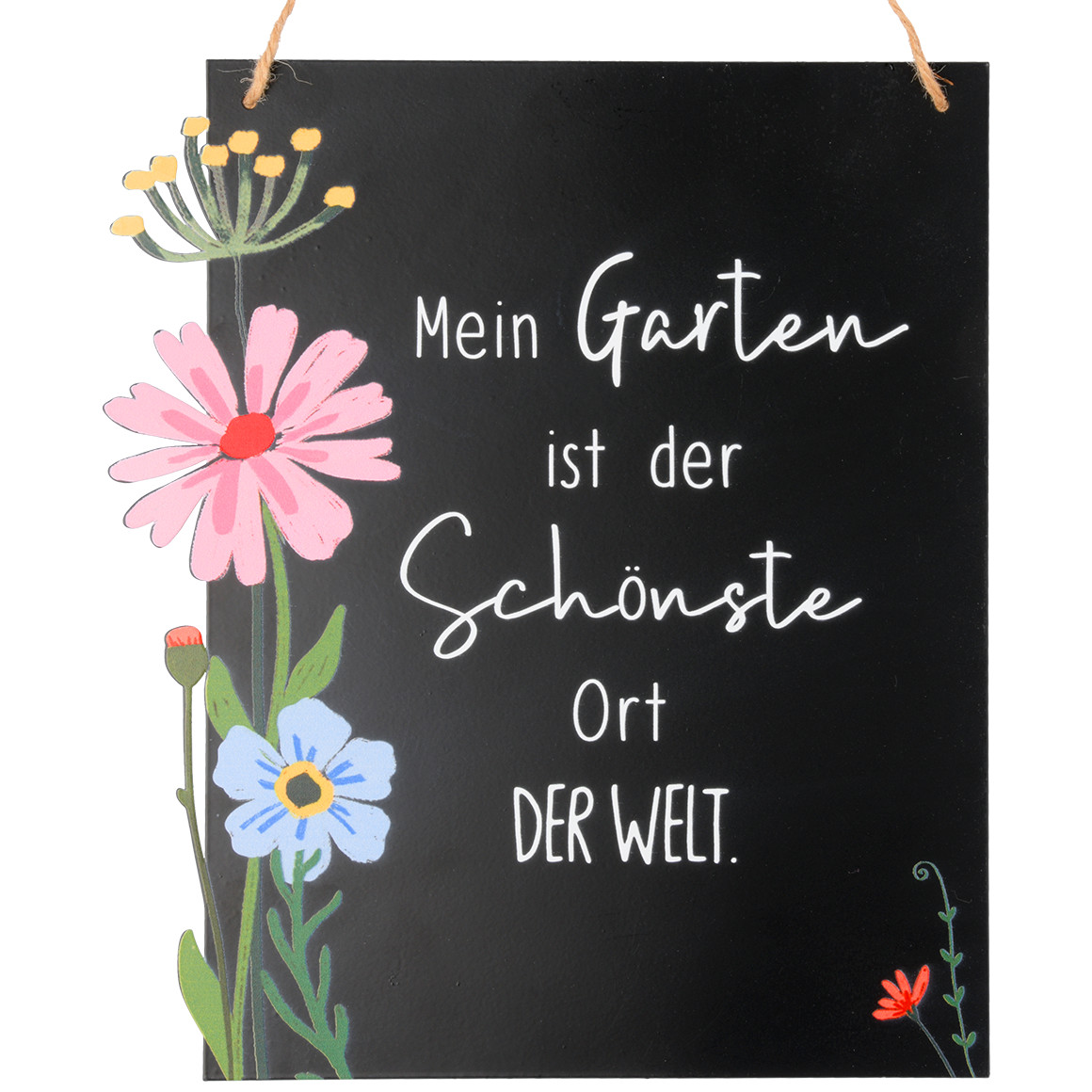 Metallschild mit Spruch schwarz