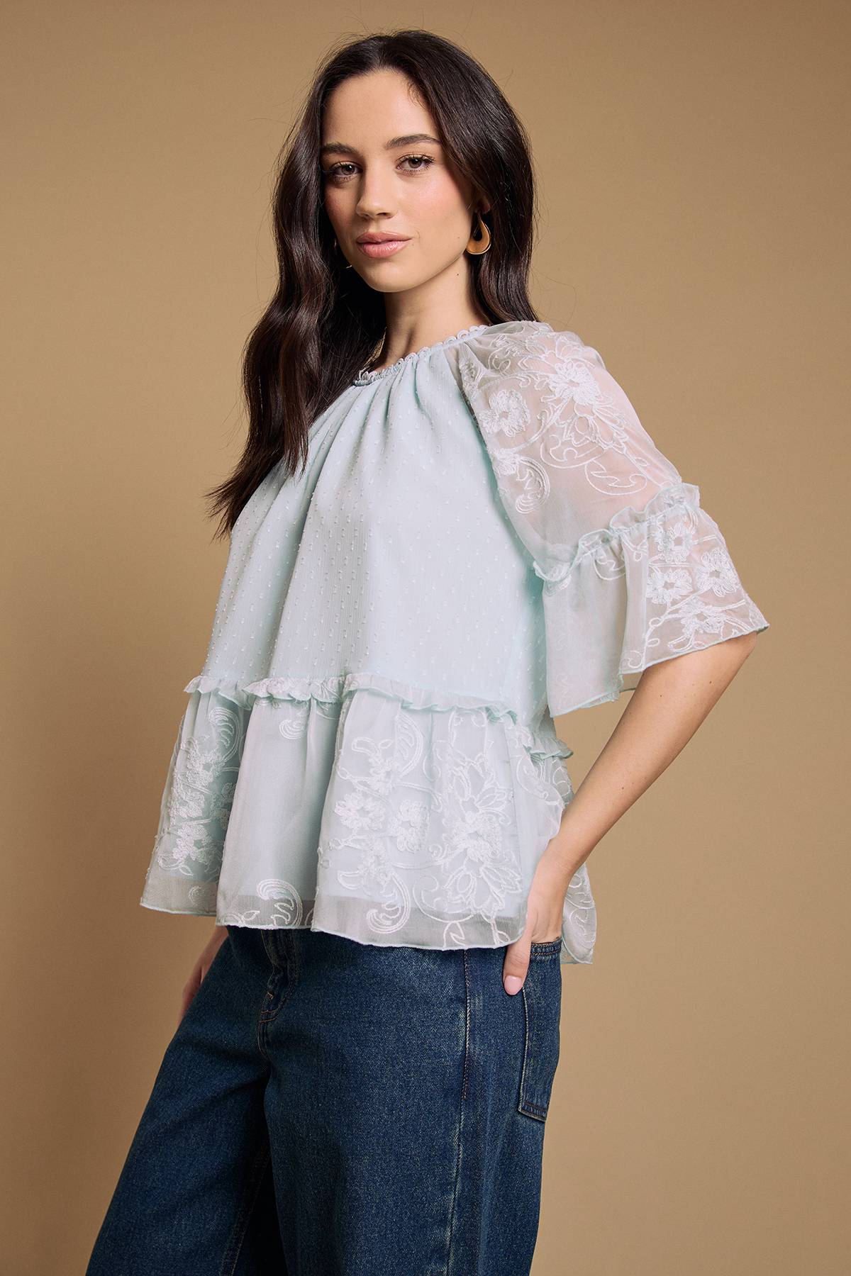 Oasis Blouse En Mousseline À Basque