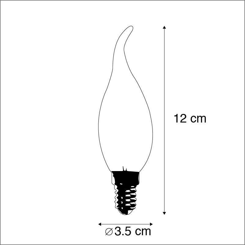 Set van 3 LED filament kaarslamp E14 3W 2700K 250lm F35 dimbaar helder