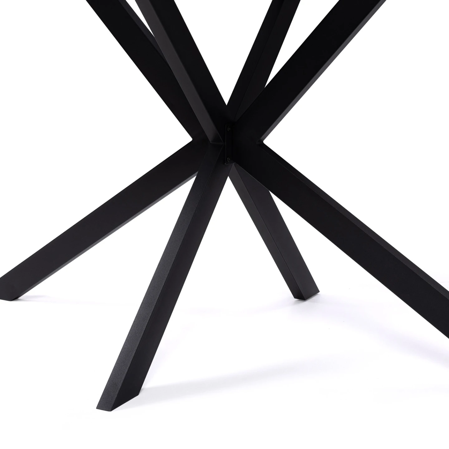Table à manger rectangle ALIX 8 personnes pied araignée noir et plateau effet marbre noir ALASKA 160 cm