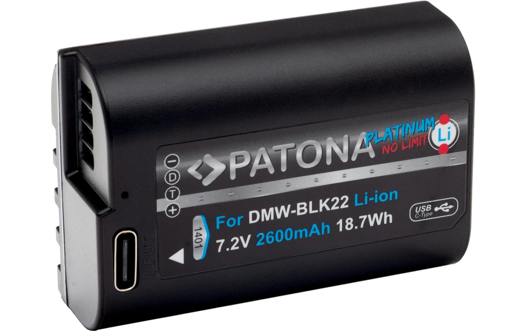 Platinum Akku für Panasonic DMW-BLK22, S5, G9, GH5 und GH5SPlatinum Batteriesatz für Panasonic