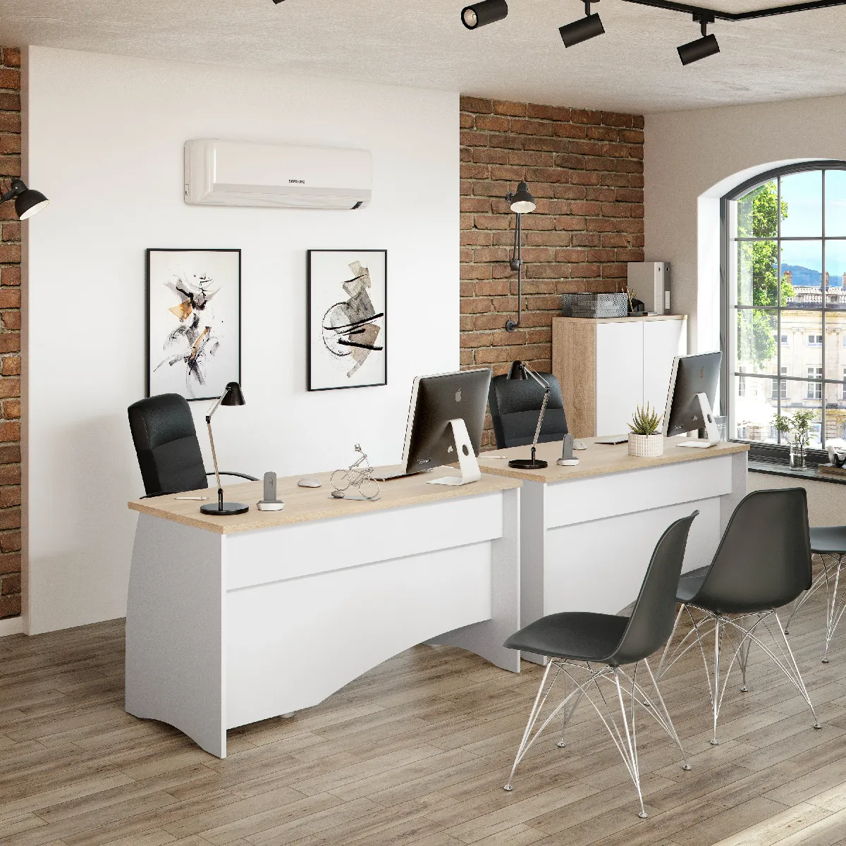 Alter Bureau Blanc et Chêne 136 cm