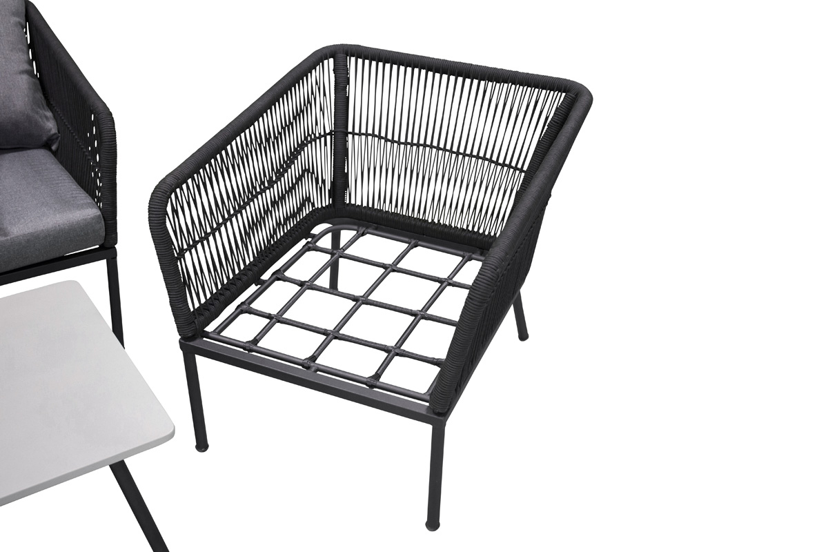 Loungeset Emil - 4 delig - met zitkussens Donkergrijs