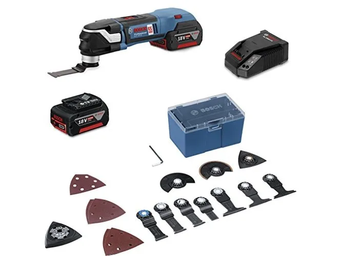 Bosch GOP 18 V-28 Akku Multicutter - med 2 x 5,0 Ah lithium-ion-batterier, dyksavsklinge og værktøjskasse [0 601 8B6 003]