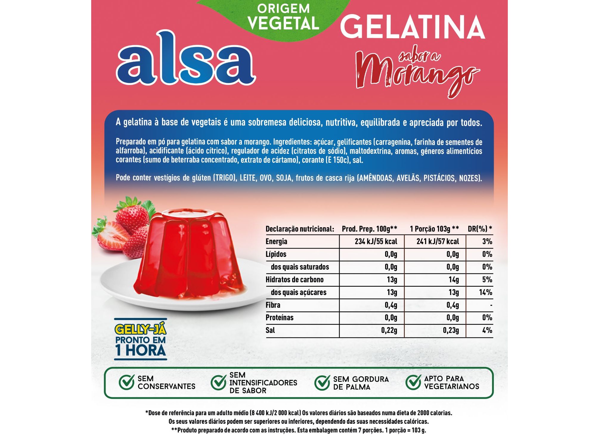GELATINAS ALSA MORANGO 105 G