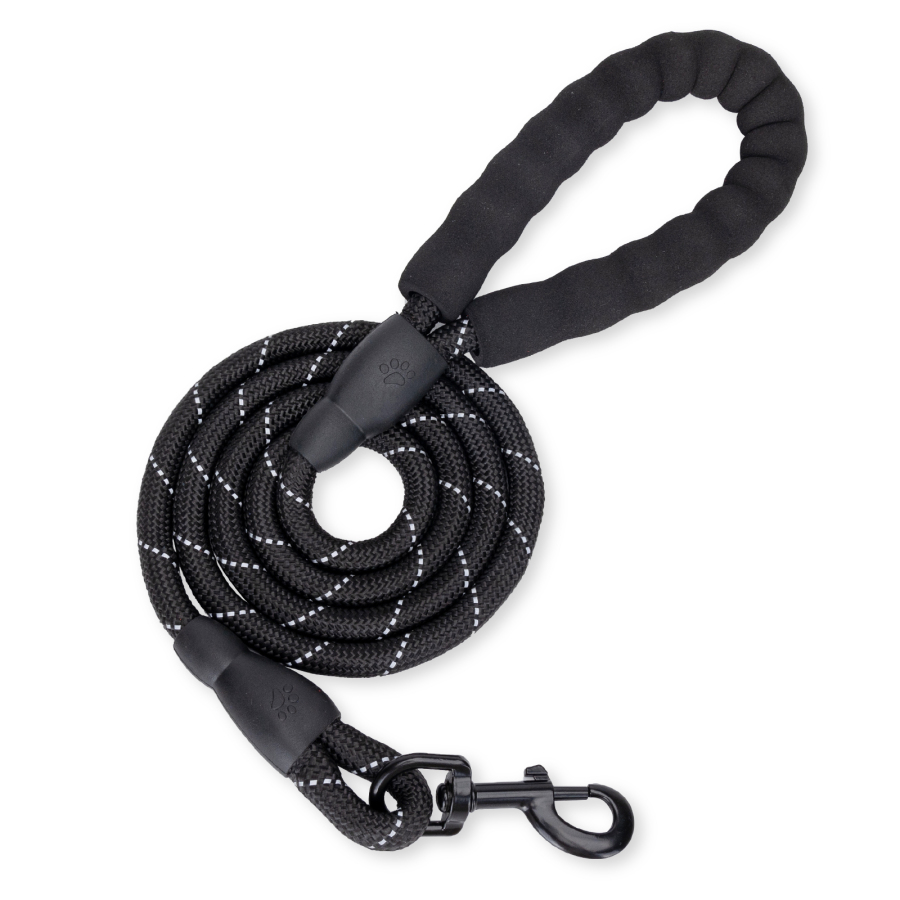 Guia refletora Nobleza de 1,5 m para cães, extensível, em couro e nylon, com acolchoamento confortável, ideal para treinamento de corrida.