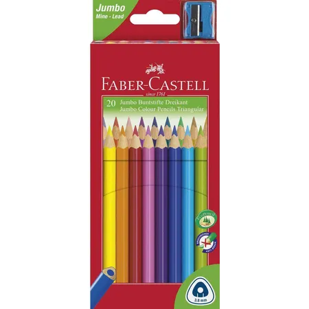 Faber-Castell Buntstifte Triangular Jumbo, 20er Kartonetui