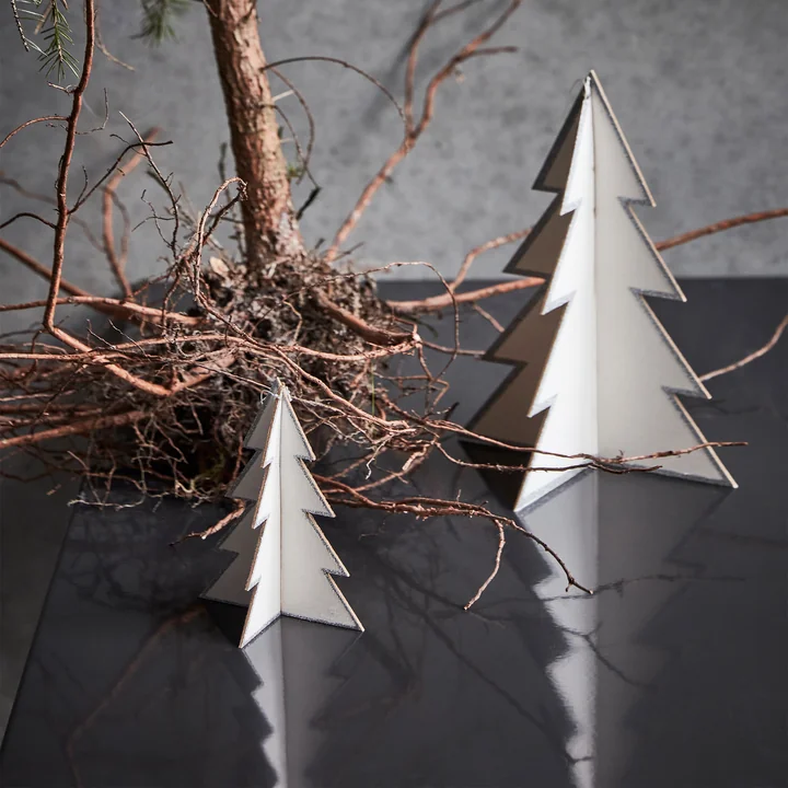 House Doctor - Threed Ornamente, weiss / silber (2er-Set)