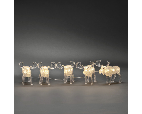 Set van 5 lichtgevende figuren Konstsmide LED acryl eland, 40 LED's, warm wit licht