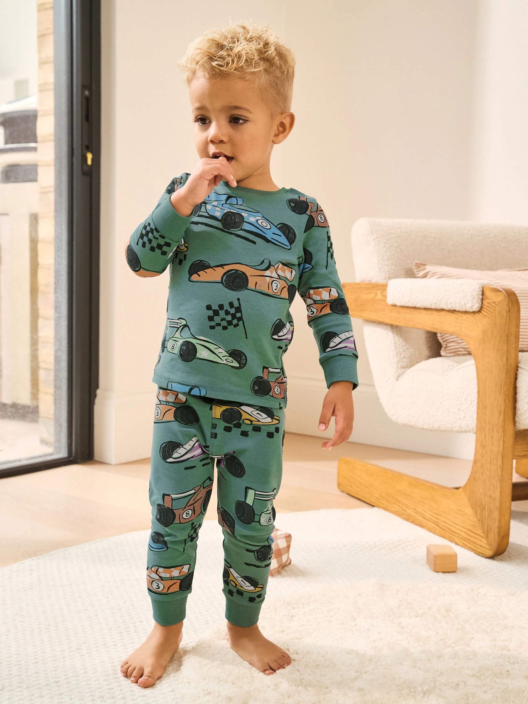 Green Race Car - Snuggle Fit Single Pyjamas (1.5-9yrs)
