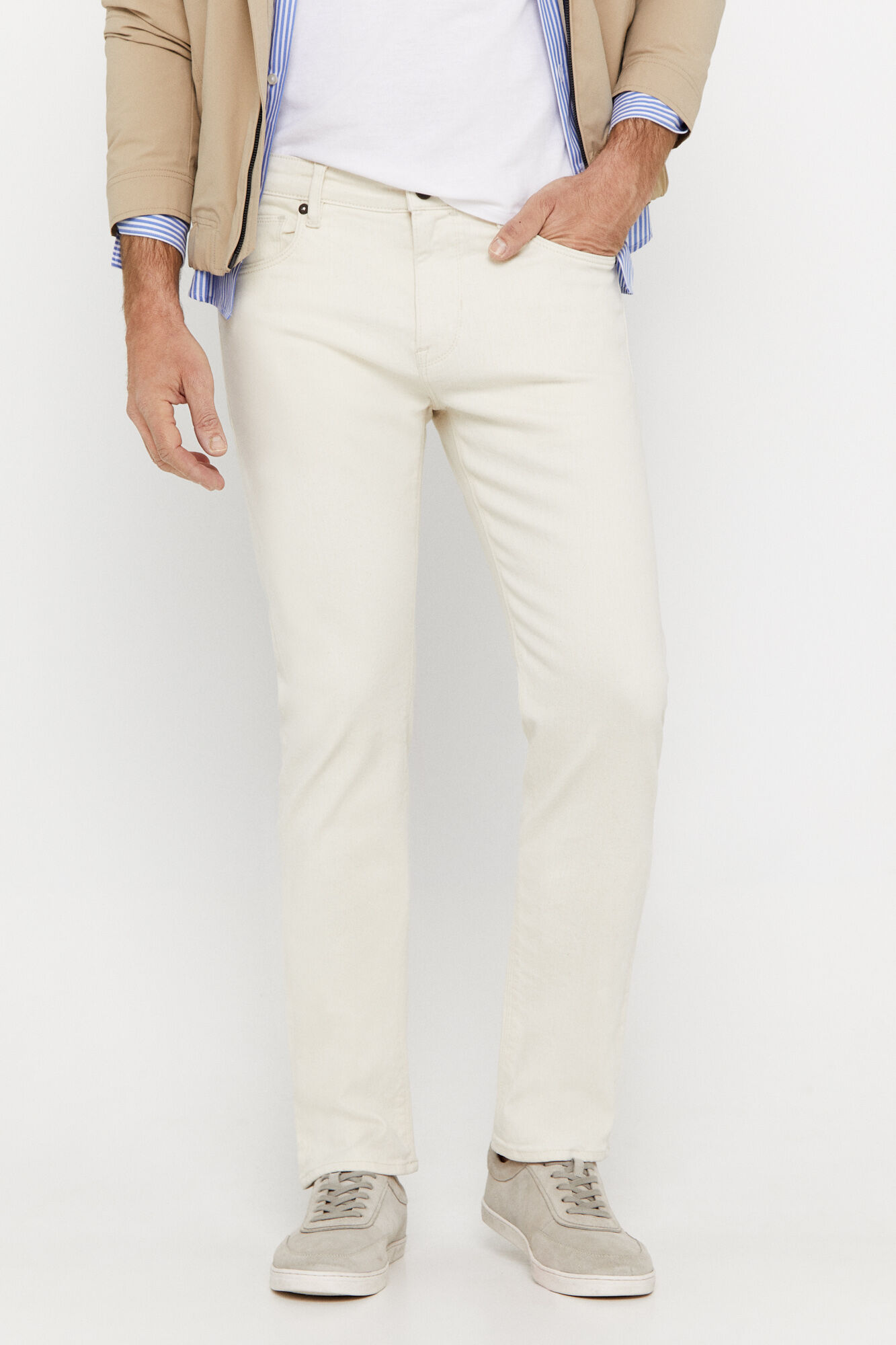 Calças Dynamic Slim Fit - Marfim