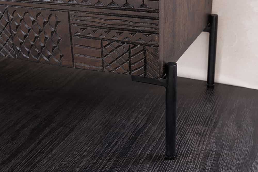 Massives Sideboard TRIBAL 180cm antik braun Mangoholz 3D-Front viel Stauraum