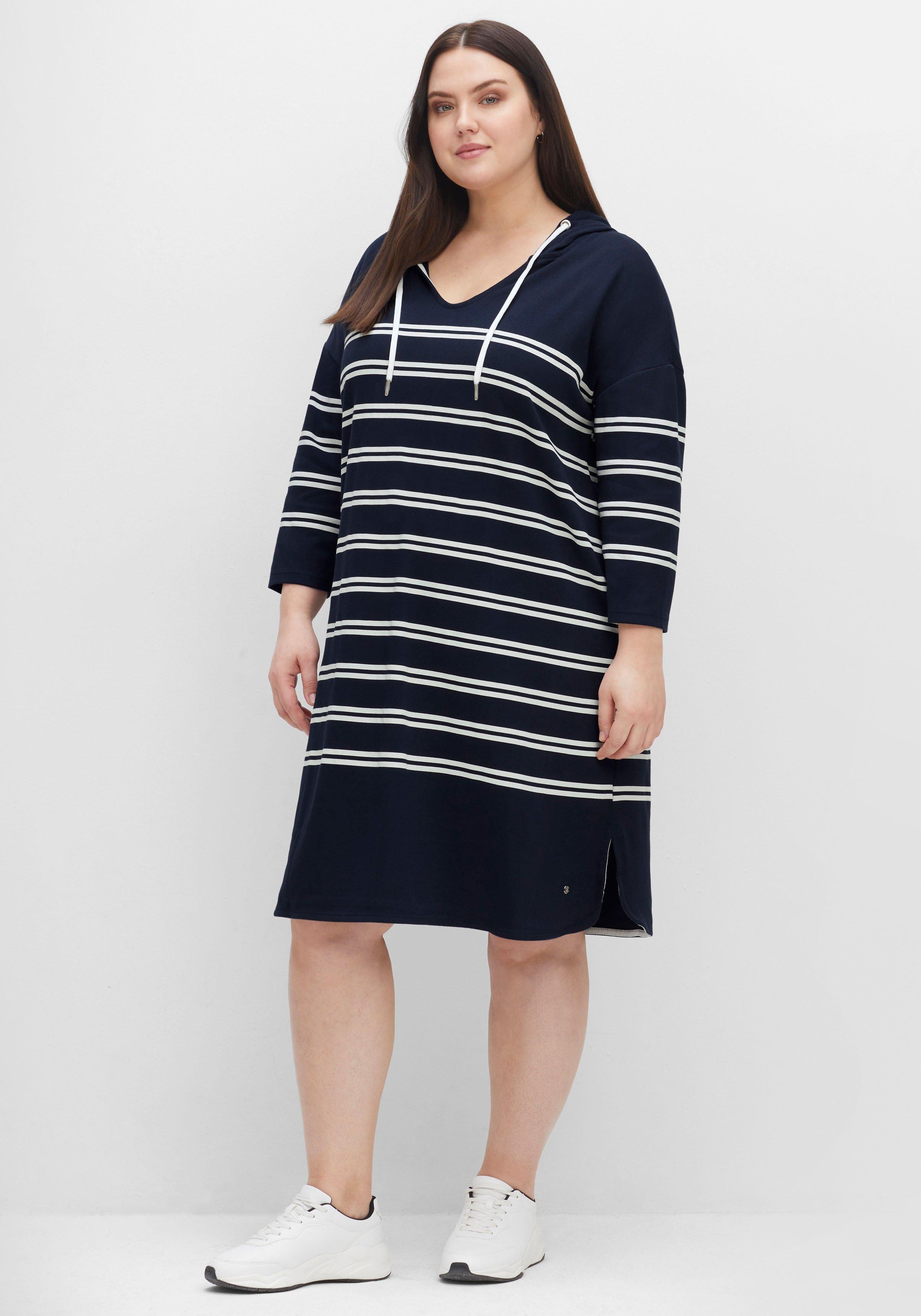 Shirtkleid mit Streifen und Kapuze
