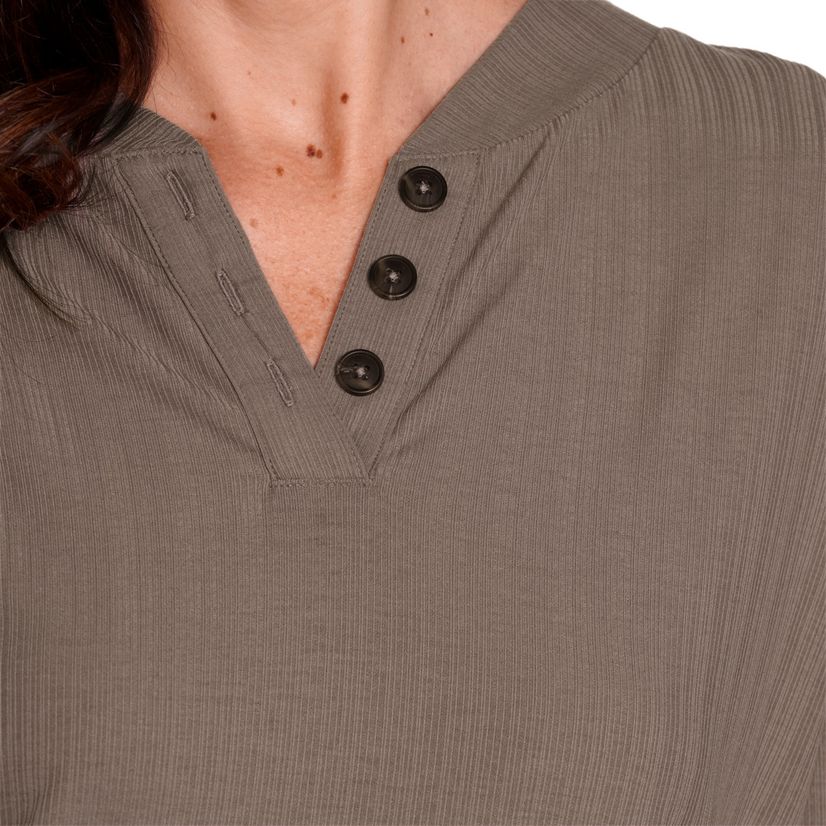 Gina Benotti Damen T-Shirt mit Rippstruktur hellbraun