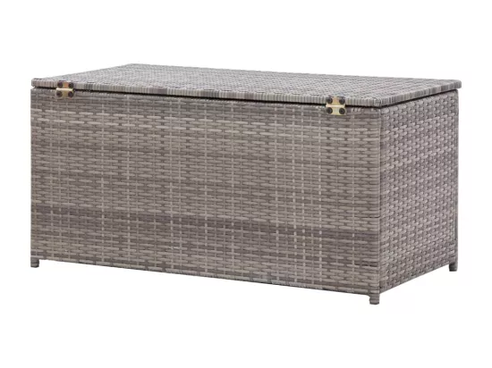 Boîte de rangement de jardin résine tressée 100x50x50 cm gris