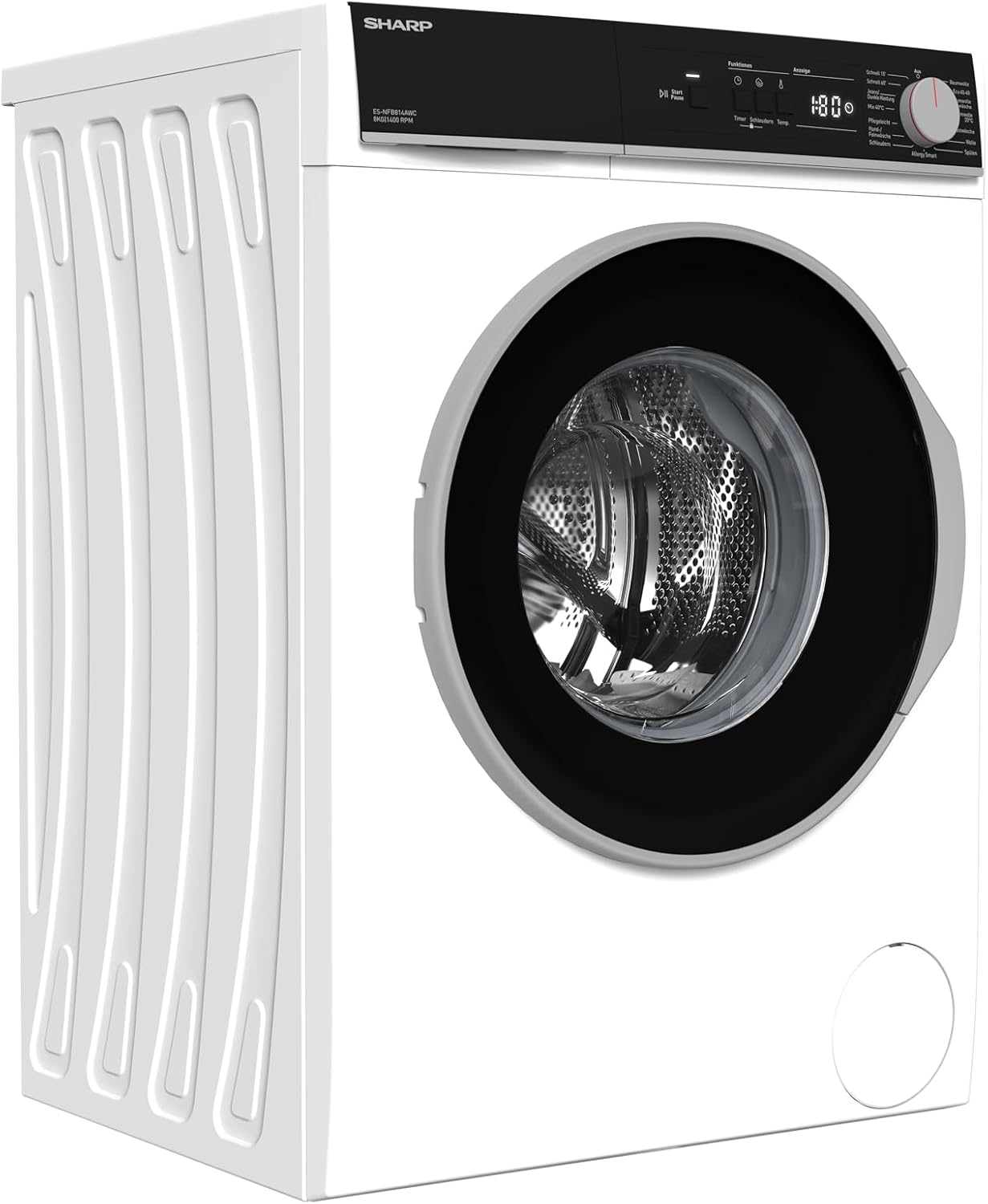 Sharp ES-NFA714BW1NA-DE Waschmaschine Frontlader/A / 7kg / 1400 U/min/Inverter Motor / 15 Programme inkl. 12 min Kurzprogramm/AquaStop/Weiß