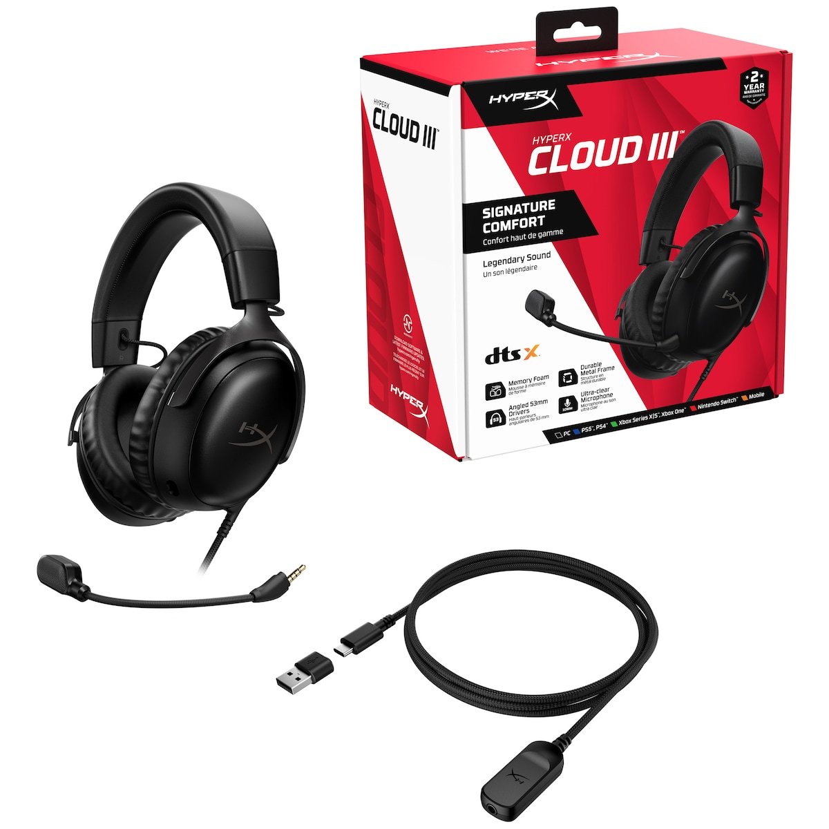 HyperX Cloud III gaming headset (sort)