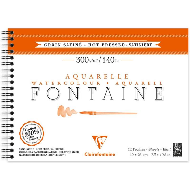Fontaine album spiralé 12F 19x26cm 300g grain satiné