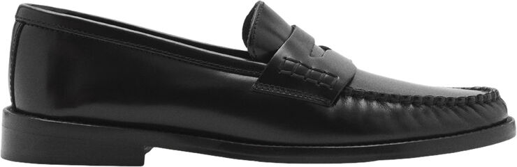 MANGO Leather moccasin Black
