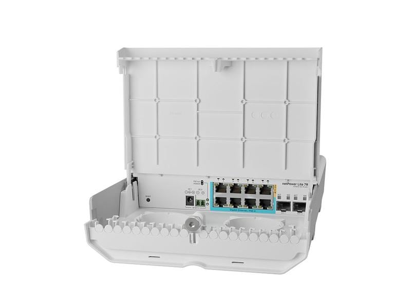 MikroTik GPEN PoE Switch netPower Lite 7R, Outdoor, 10 Port Ein Outdoor-Reverse-PoE-Switch mit Gigabit-Ethernet- und 10G-SFP -Ports