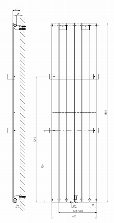 Sapho Colonna radiator wit 45x180cm 910W