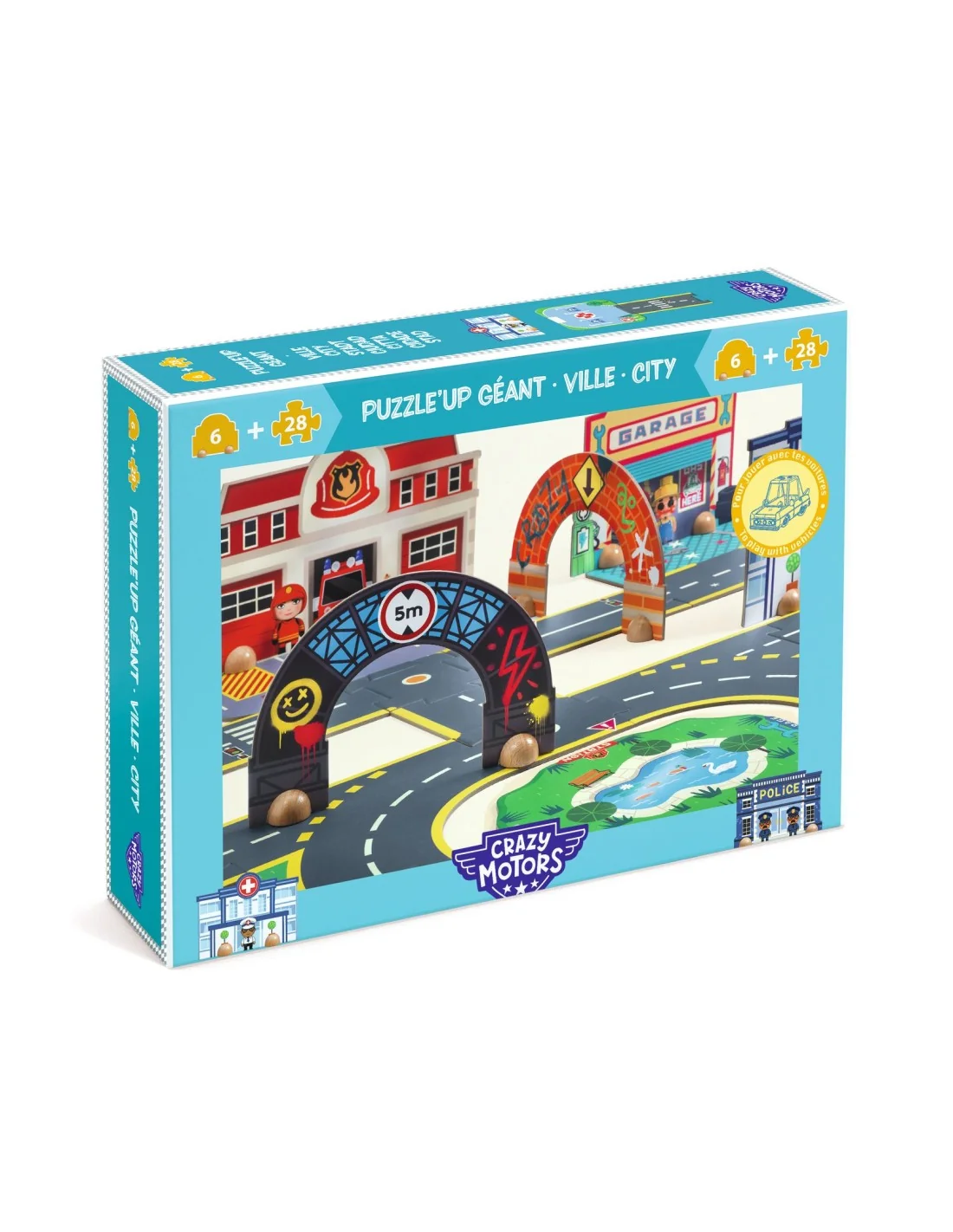 Djeco dj05499 crazy motors vloerpuzzel puzzl'up city giant - 33st