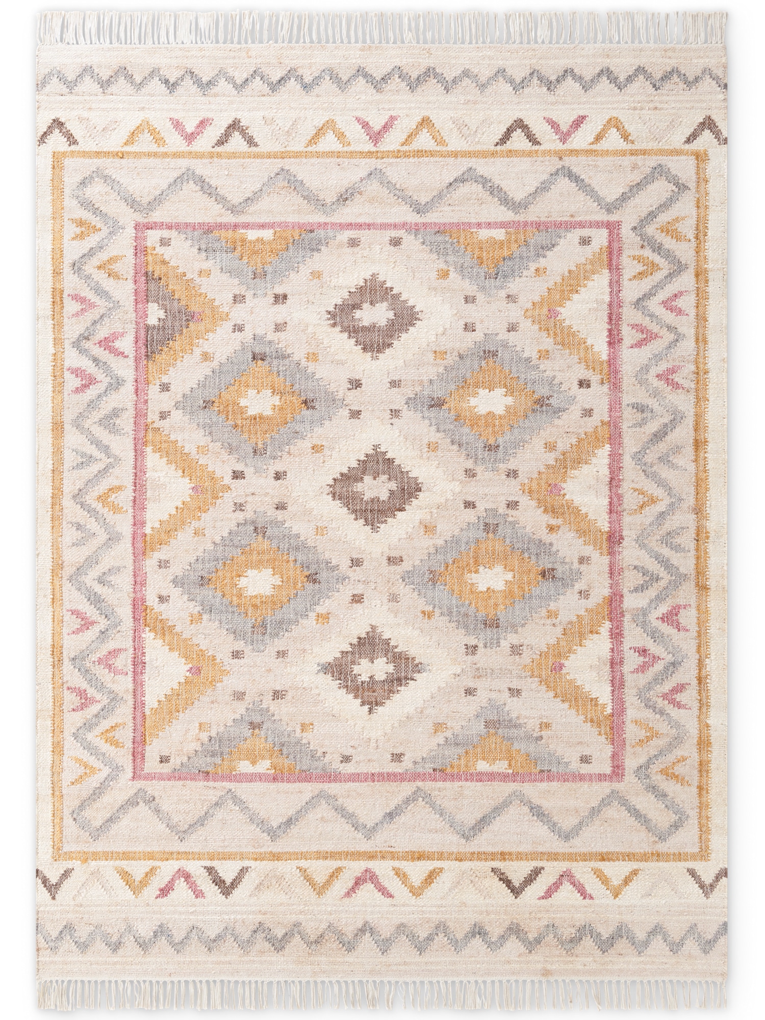 ELLE DECORATION Teppich »Kelim Imani« rechteckig 3 mm Höhe Jute, Baumwolle, Natur, Handgewebt, Kelim, orientalisch, Boho