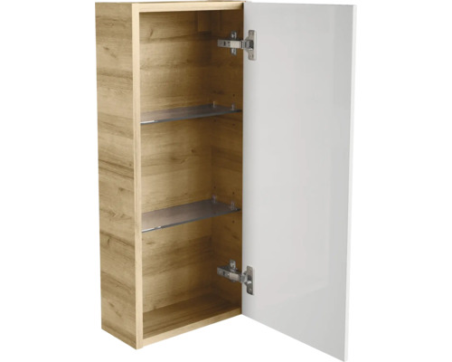Wandkast FACKELMANN Milano knoestig eiken wit 30 cm breed