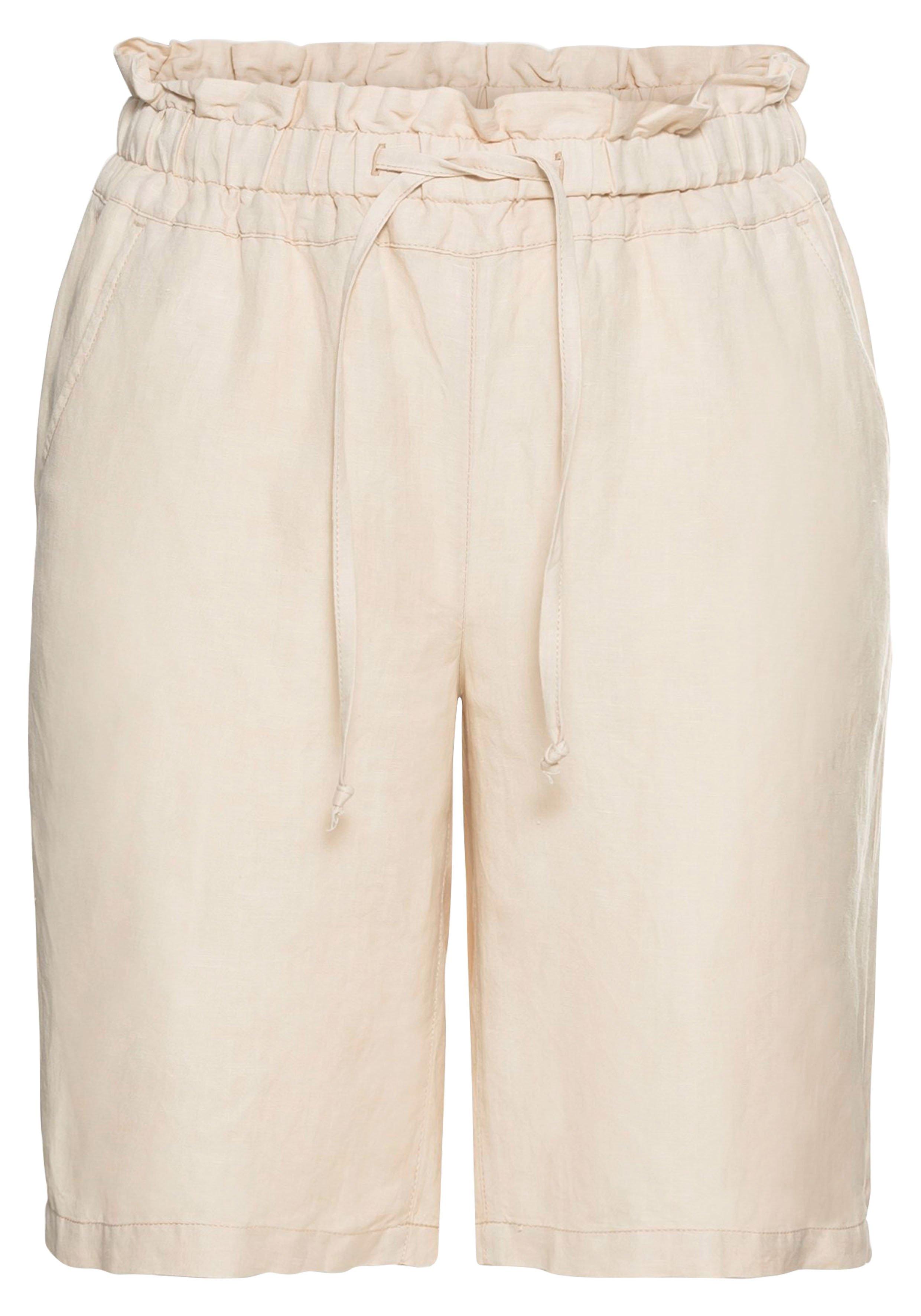 Bermudas im Leinenmix, mit Paperbag-Bund