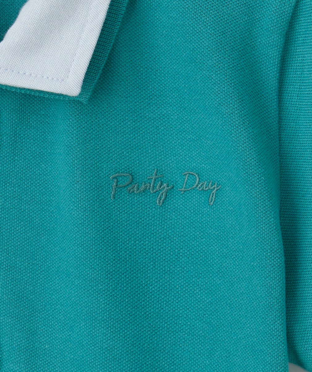 polo manches courtes garçon en coton bio effet 2 en 1 avec message